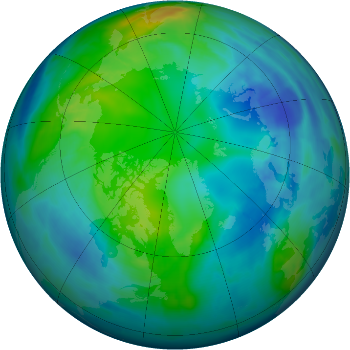 Arctic ozone map for 03 November 2008